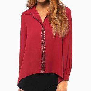 Sparkle Lane Longsleeve Blouse from Tobi Red